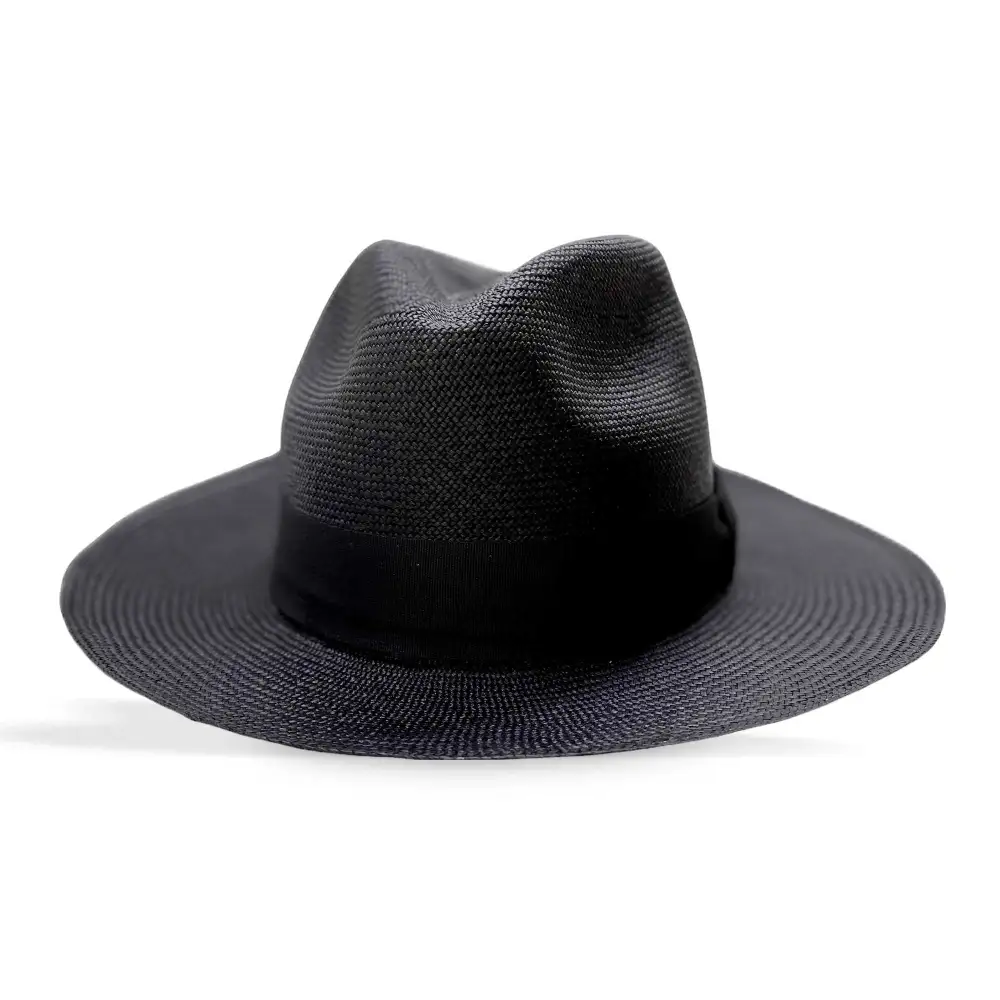 Herringbone Weave Toquilla Fedora Hat