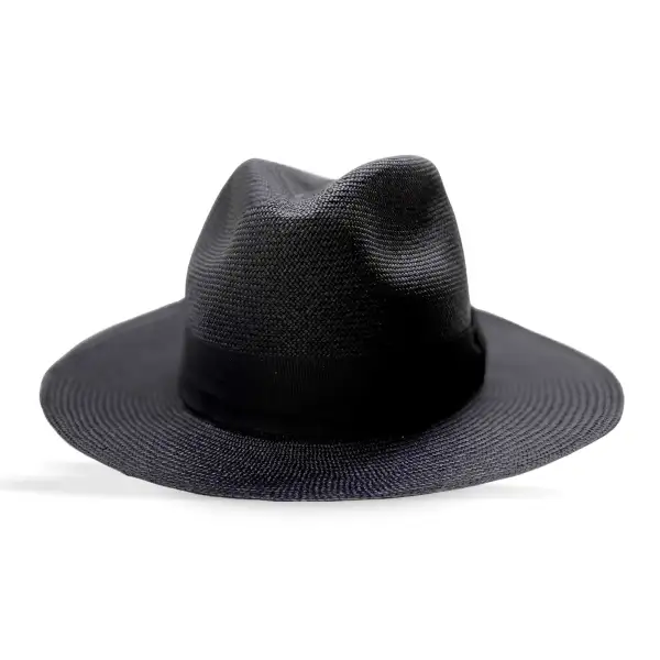 Herringbone Weave Toquilla Fedora Hat