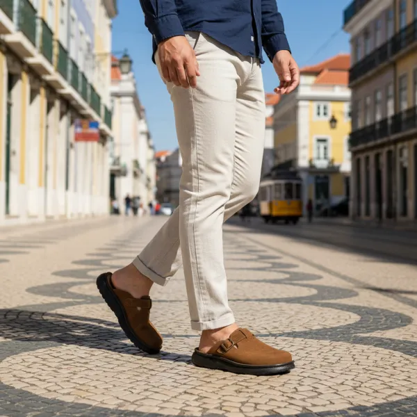 Front Seam Suede Leather Clogs