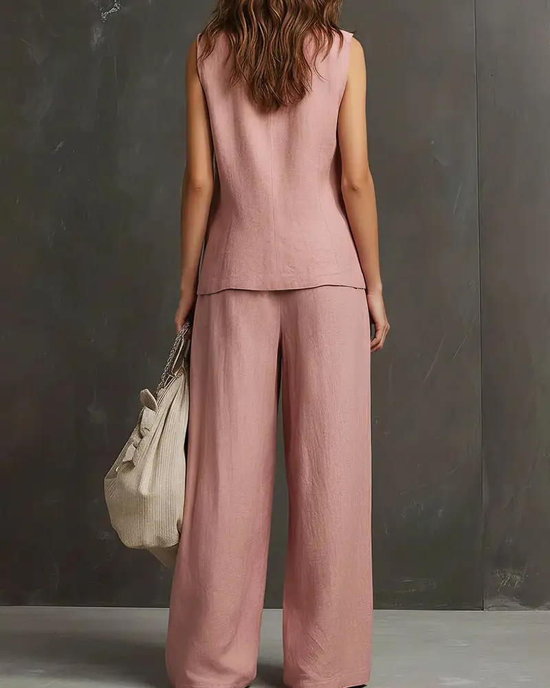 Tailored Waistcoat and Wide-Leg Trousers Set