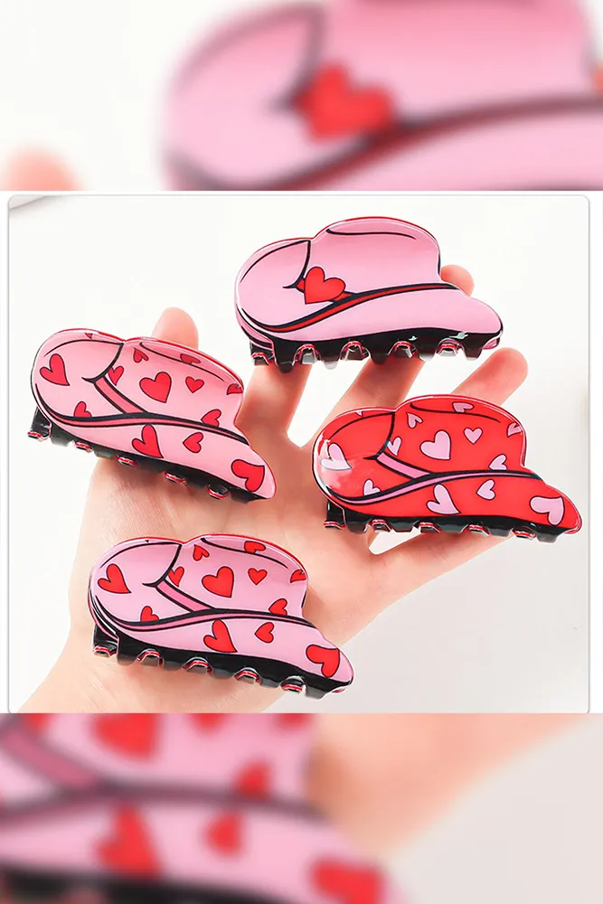 Acrylic Heart Hair Clip Set