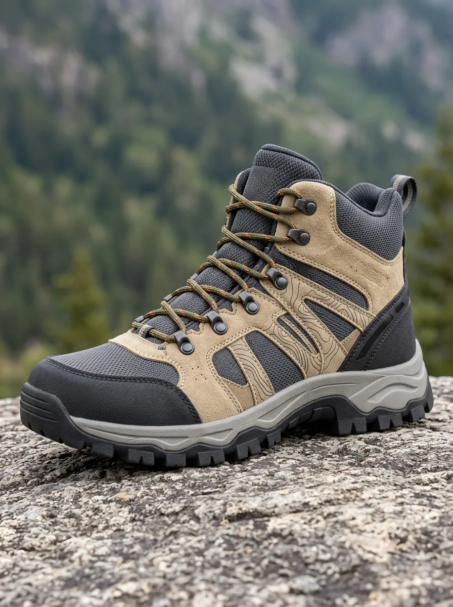 Unisex Topographic Map Trail Hiking Boots