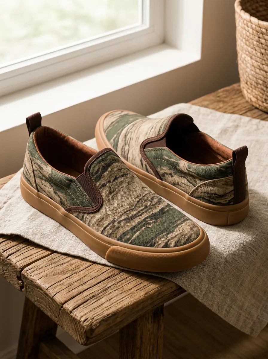 Men's Outdoor Enthusiast Tiger Camo Pattern Printed Canvas Shoes