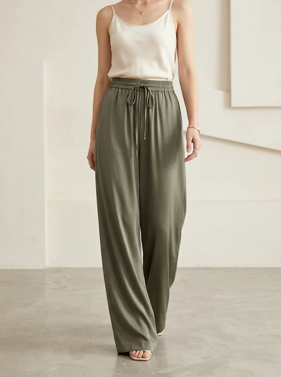 Minimal Relaxed Draped Women's Wide-Leg Trousers