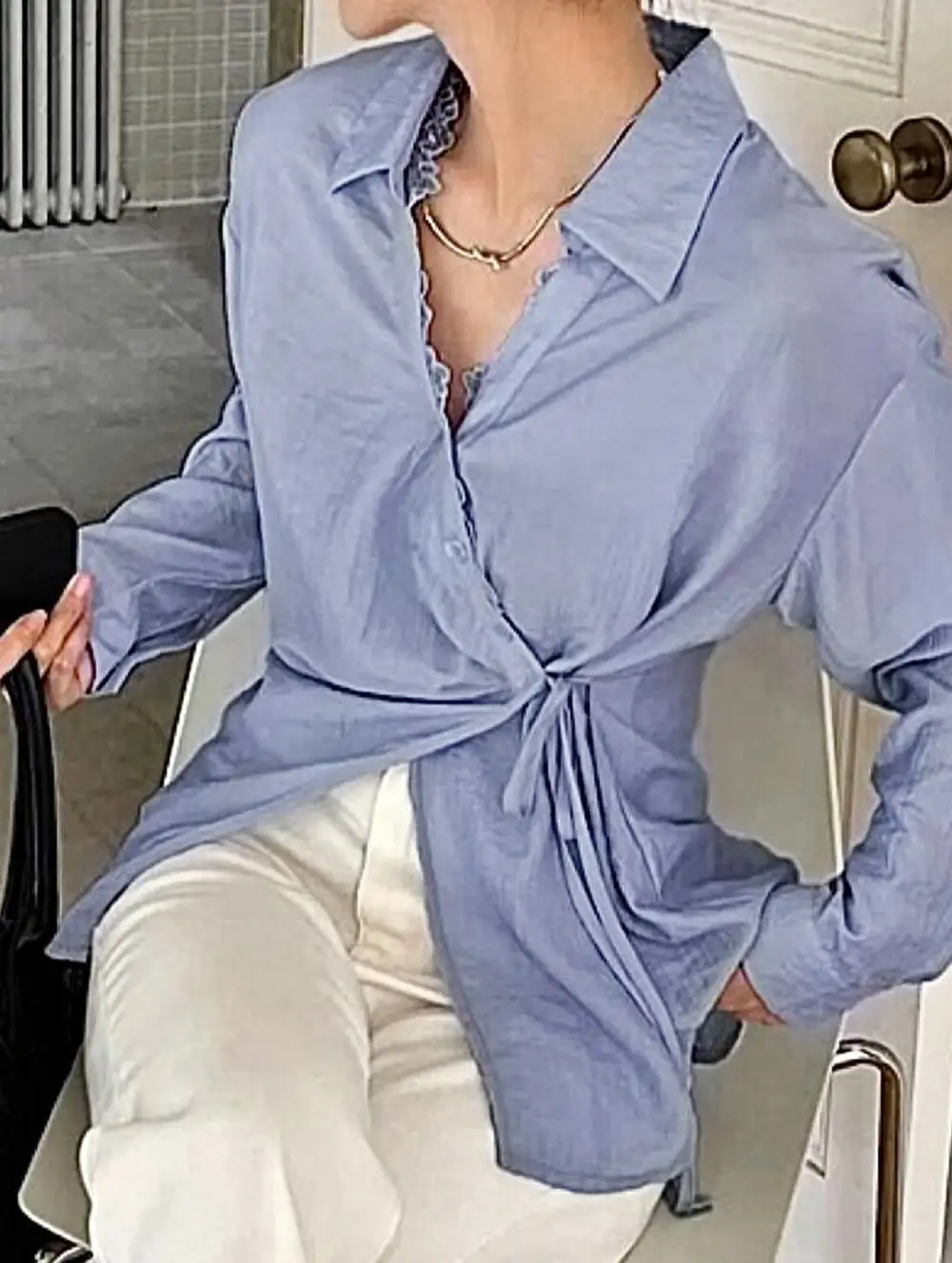 Tie Waist Long Sleeve Shirt