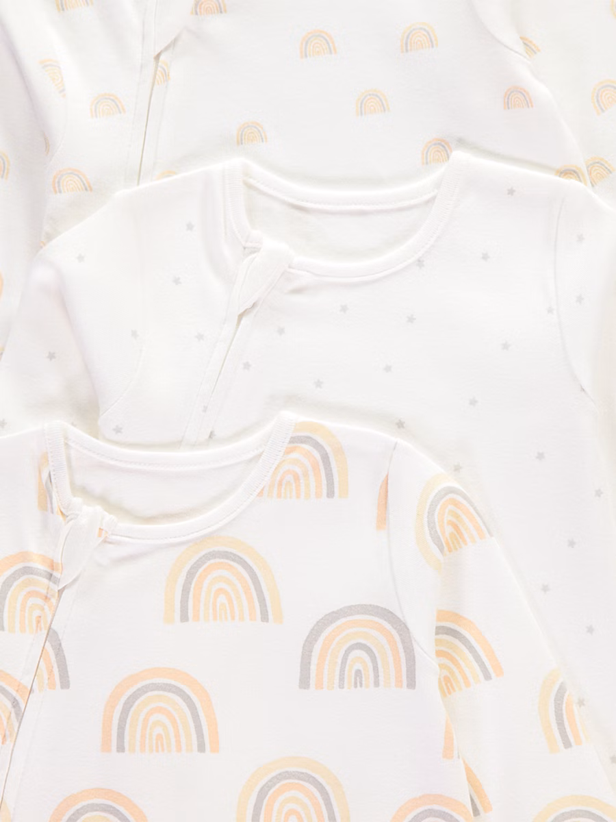 Cream Rainbow Sleepsuits 3 Pack detail 1