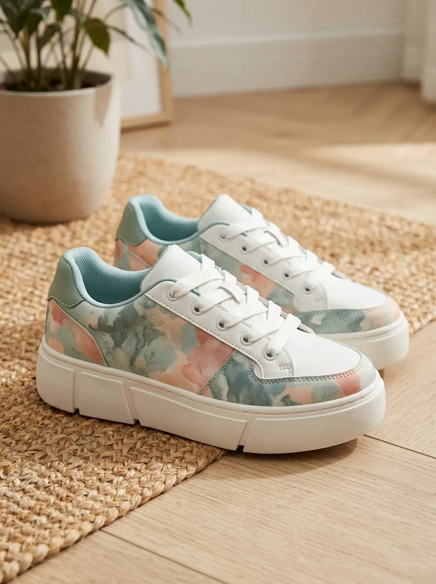 Women's Everyday Pastel Watercolor Floral Skate Shoes