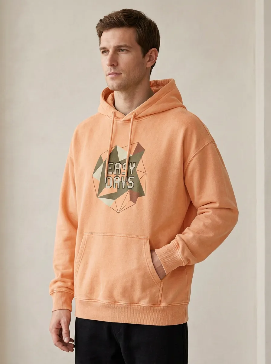 Men's Easy Geometric Pattern Print Hoodie
