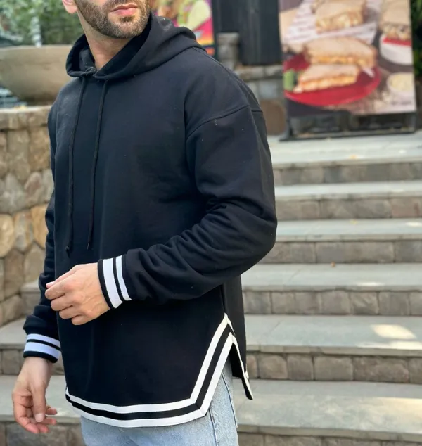 Black White Fleece Hoodie