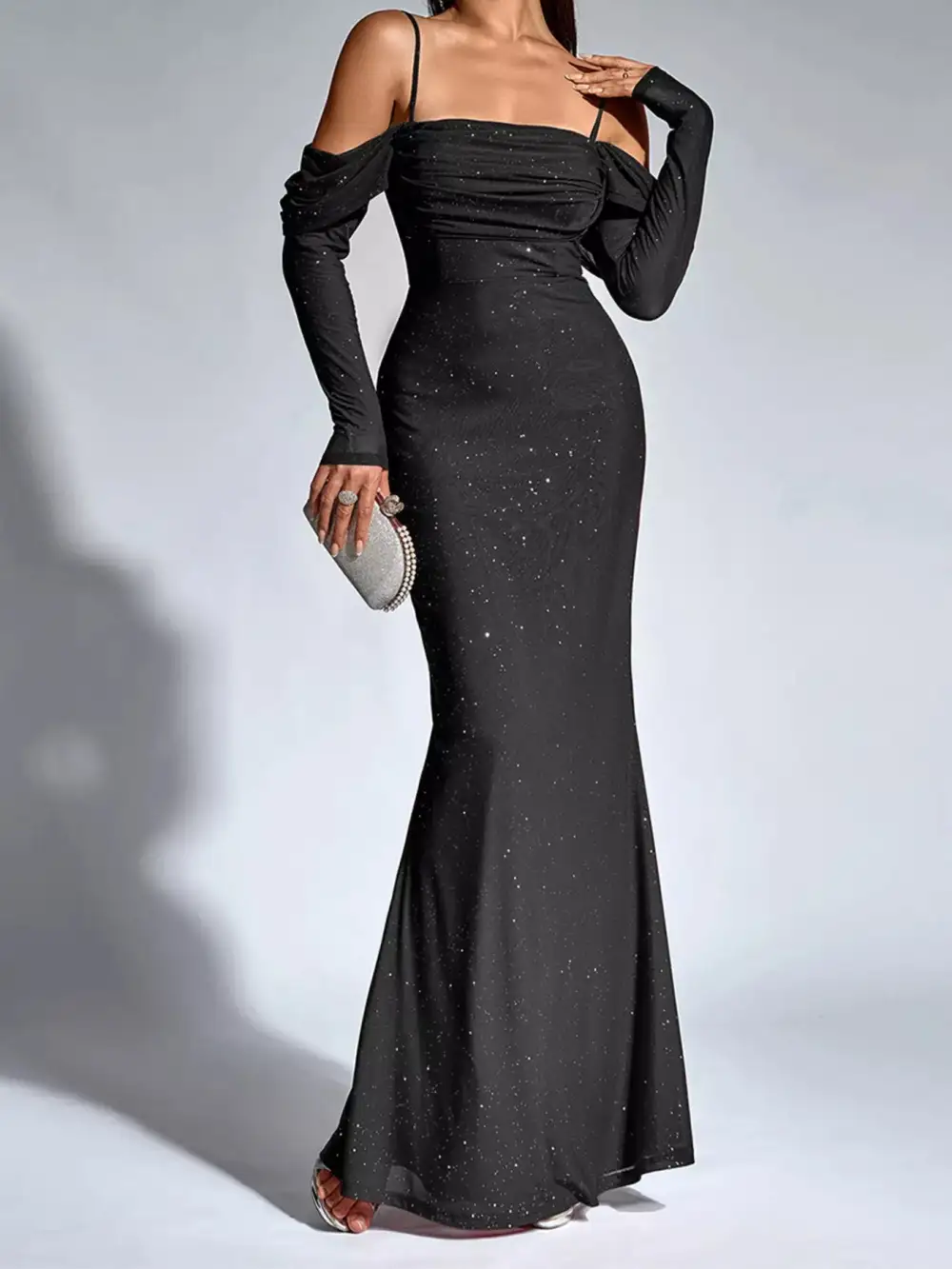 Smooth Finish Ruched Long Sleeve Maxi Dress