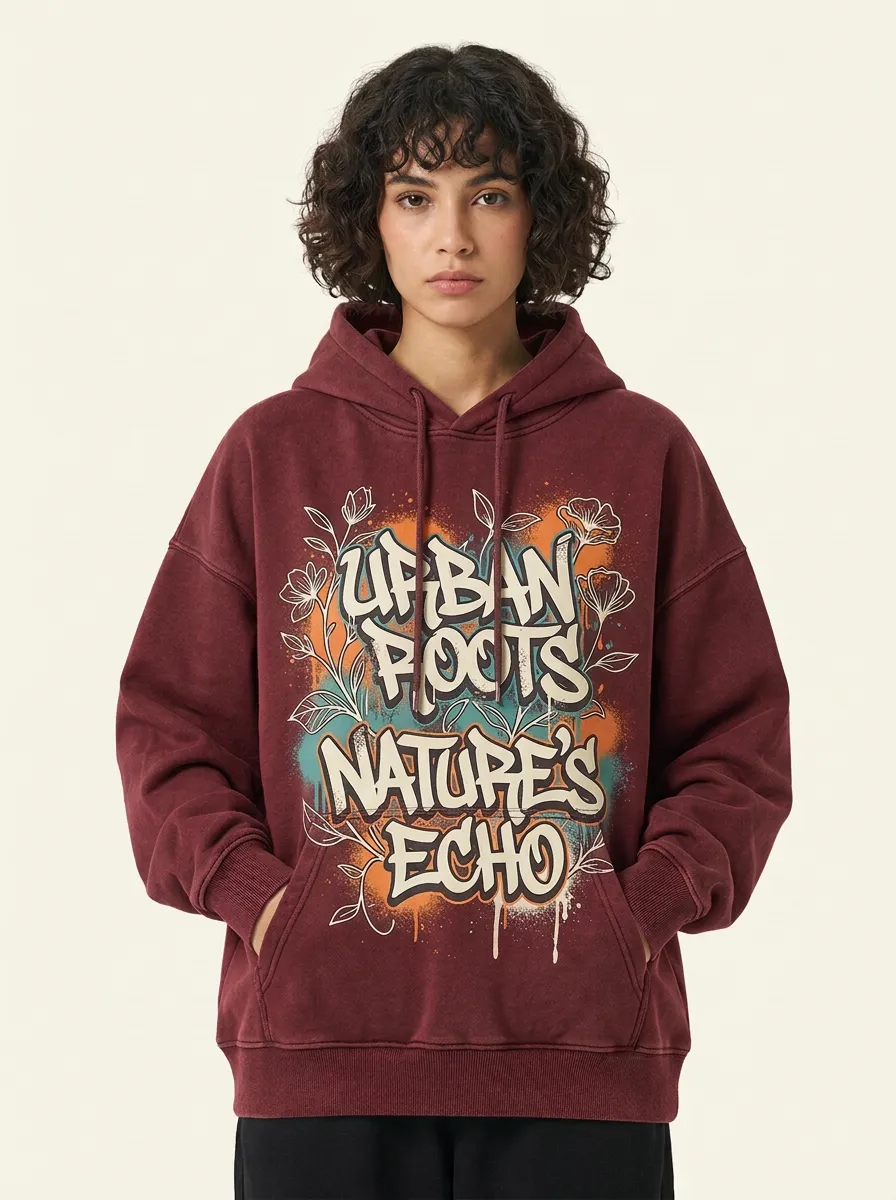 Unisex Urban Roots Nature's Echo Graffiti Floral Hoodie