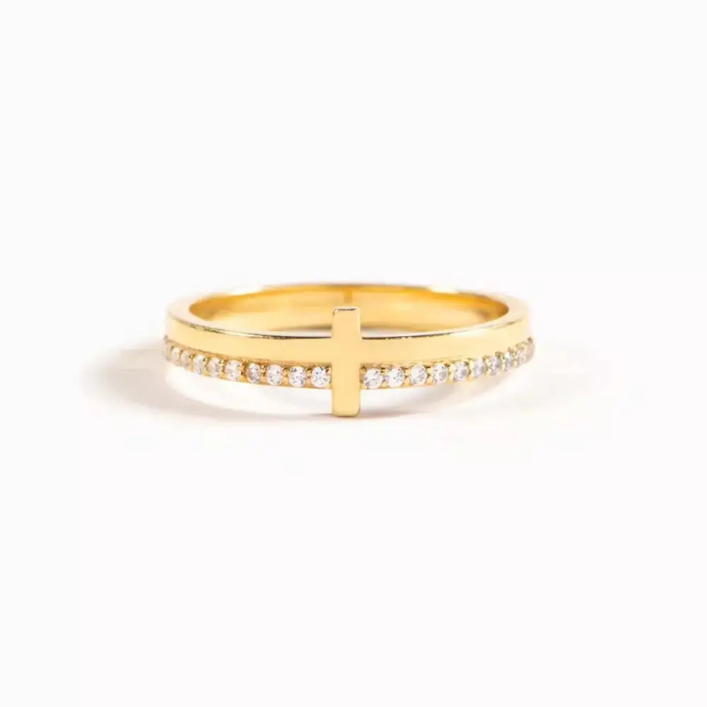 Gold-Plated Sterling Cross Ring