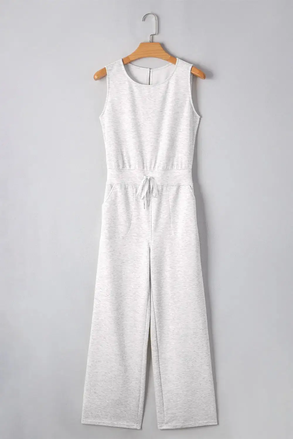 Clean Crew Neck Drawstring High Waist Jumpsuit