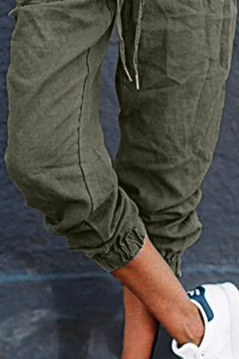 Drawstring Waist Zip Pocket Crop Joggers