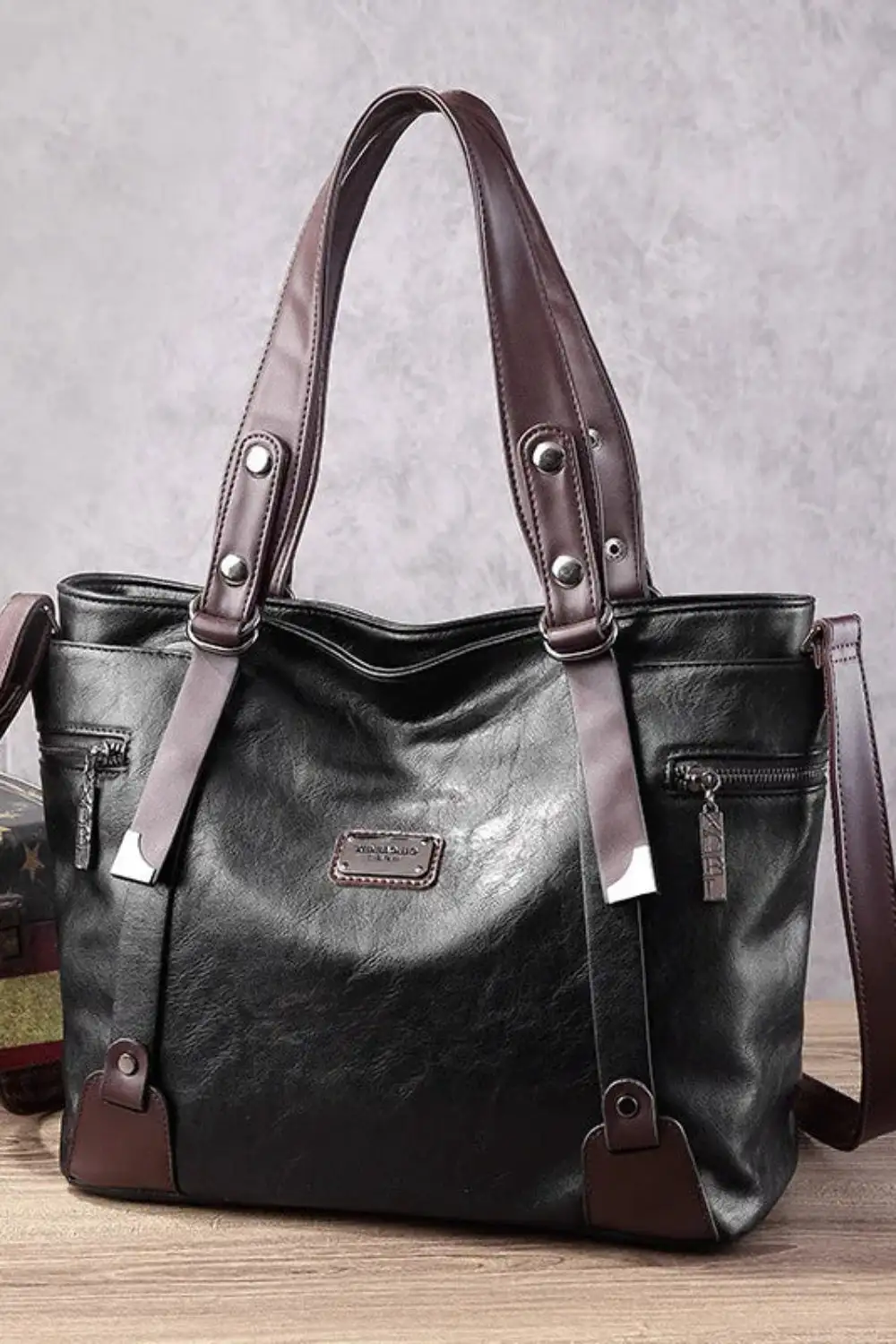 Vintage Patchwork Tote Leather Sequin Rivet Statement
