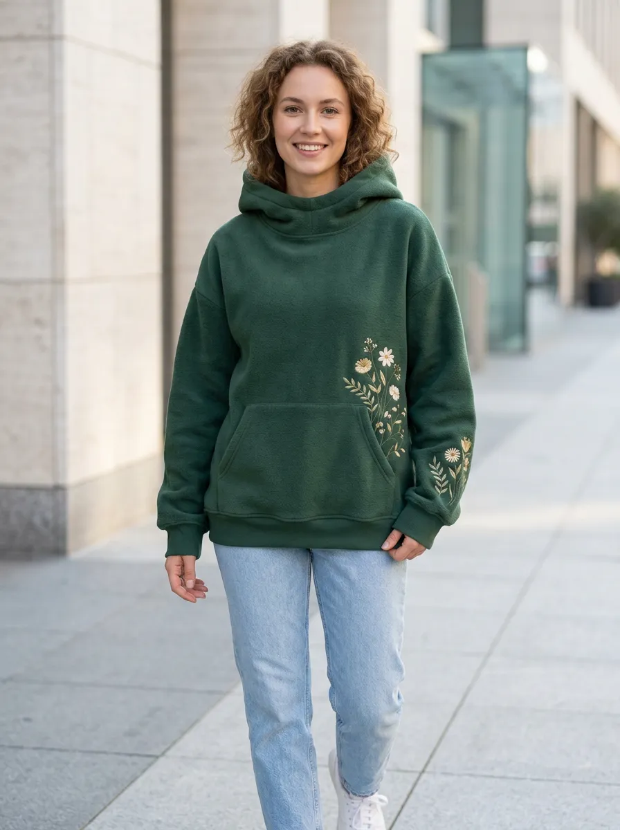 Women's Botanical Wildflower Graphic Nature Inspired Off Duty Hoodie