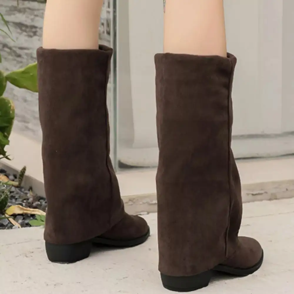 Elegant Pointed Toe Block Heel Boots