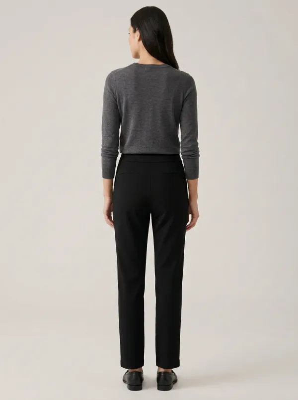 Women's Charcoal Crewneck Sweater and Black Slim-Leg Trousers Set