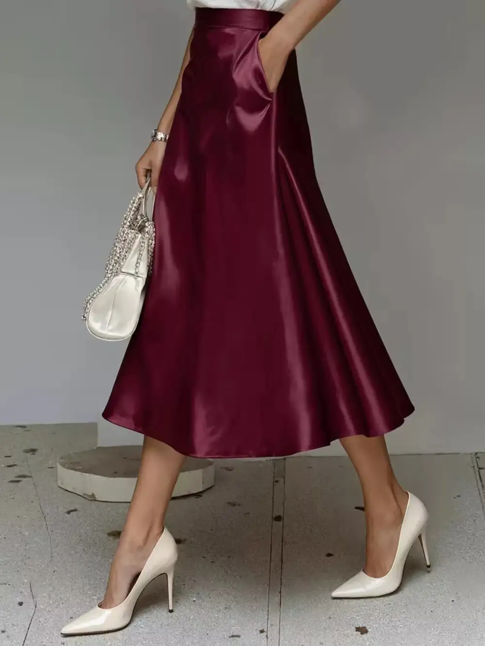 Everyday Satin Midi Skirt