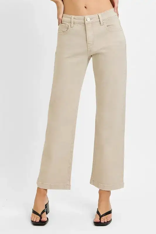 Everyday Mid-Rise Washed Pocketed Stretch Straight Leg Jeans