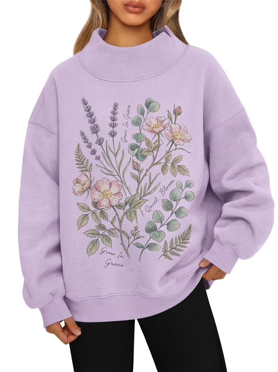 Women's Botanical Floral Grow In Grace Graphic Sweatshirt
