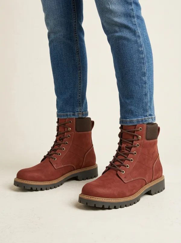 Unisex Everyday Suede Leather Lace-Up Work Boots