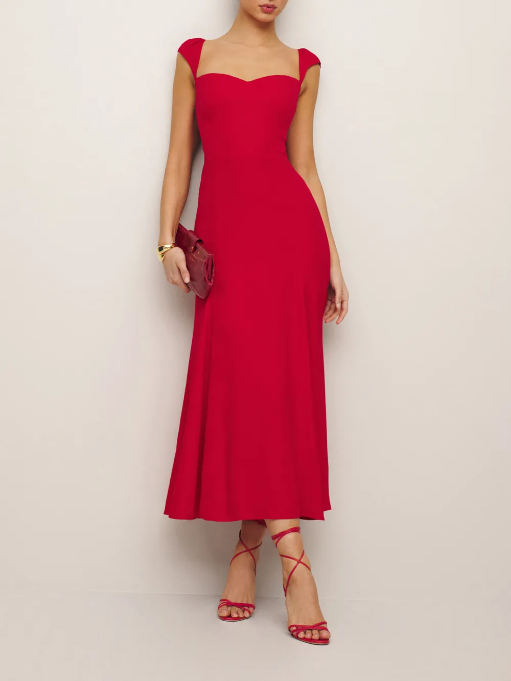 Square Neck Floral Print Midi Dress