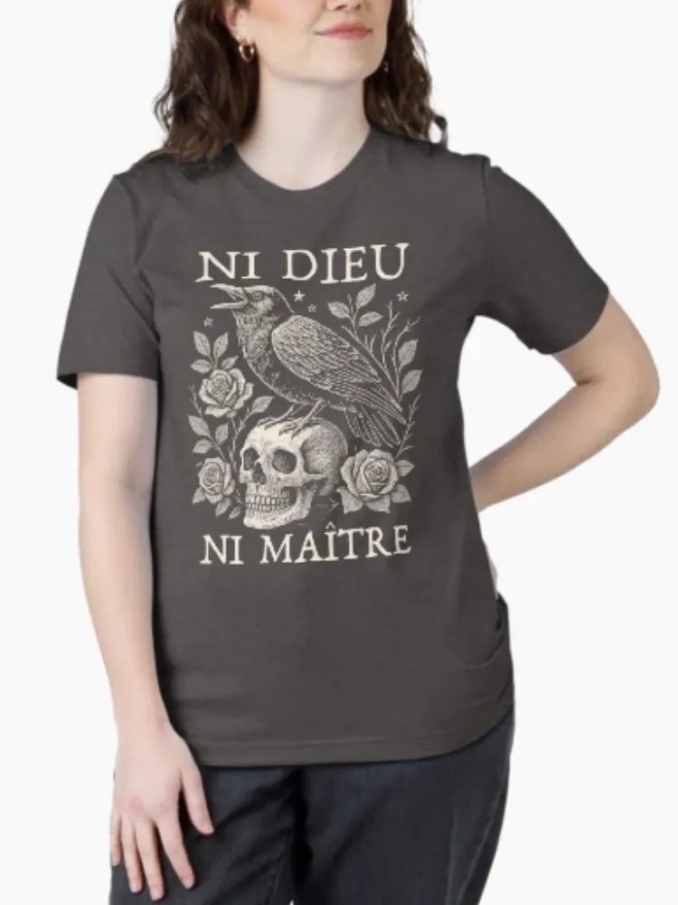 Women's Gothic Print Round-neck Short-Sleeve T-Shirt