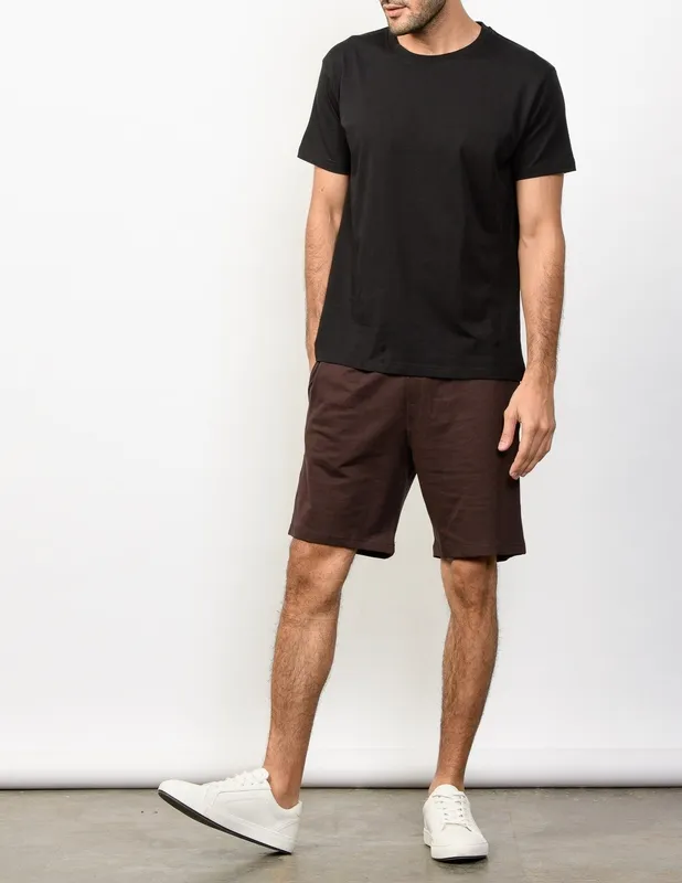 Walnut Brown Cotton Terry Shorts