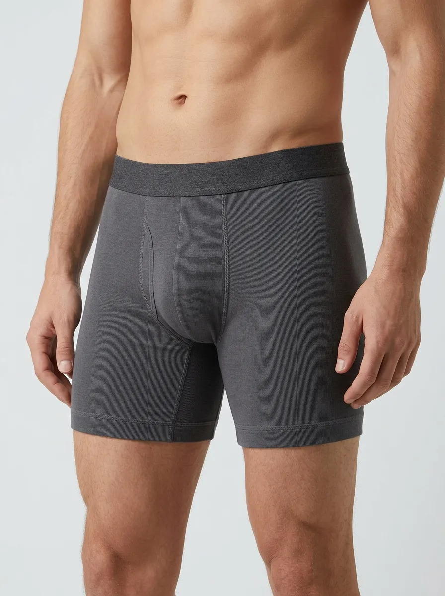 Dynamic Ribbed Cotton Modern Look Men's Boxer Briefs