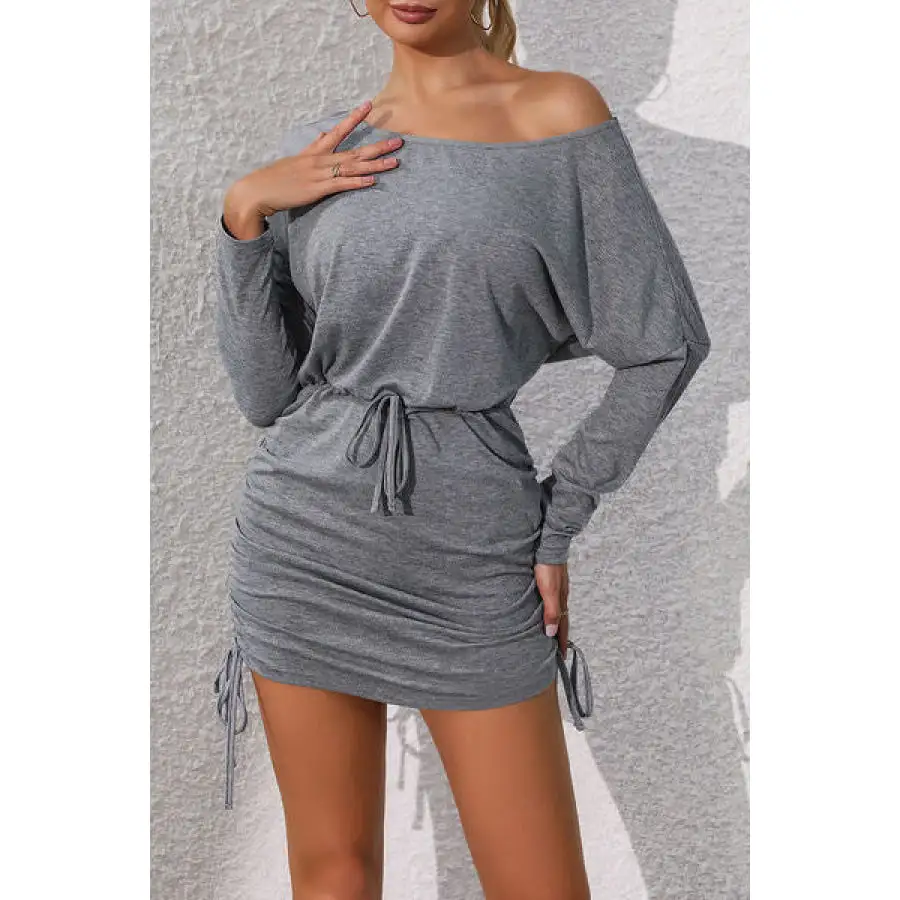 Ruched Tied Long Sleeve Mini Dress