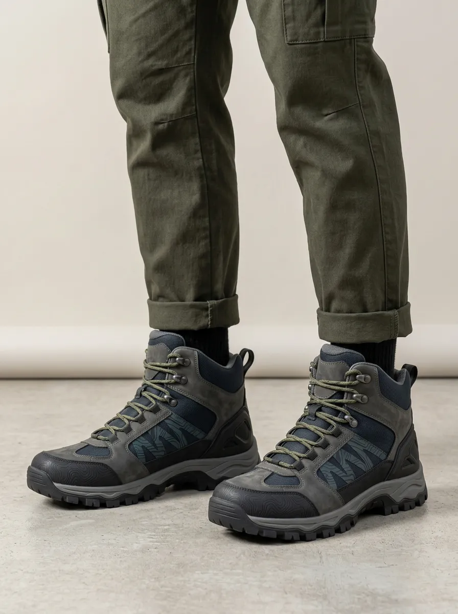 Unisex Outdoor Hiking Lover Topographic Printed Hiking Boots