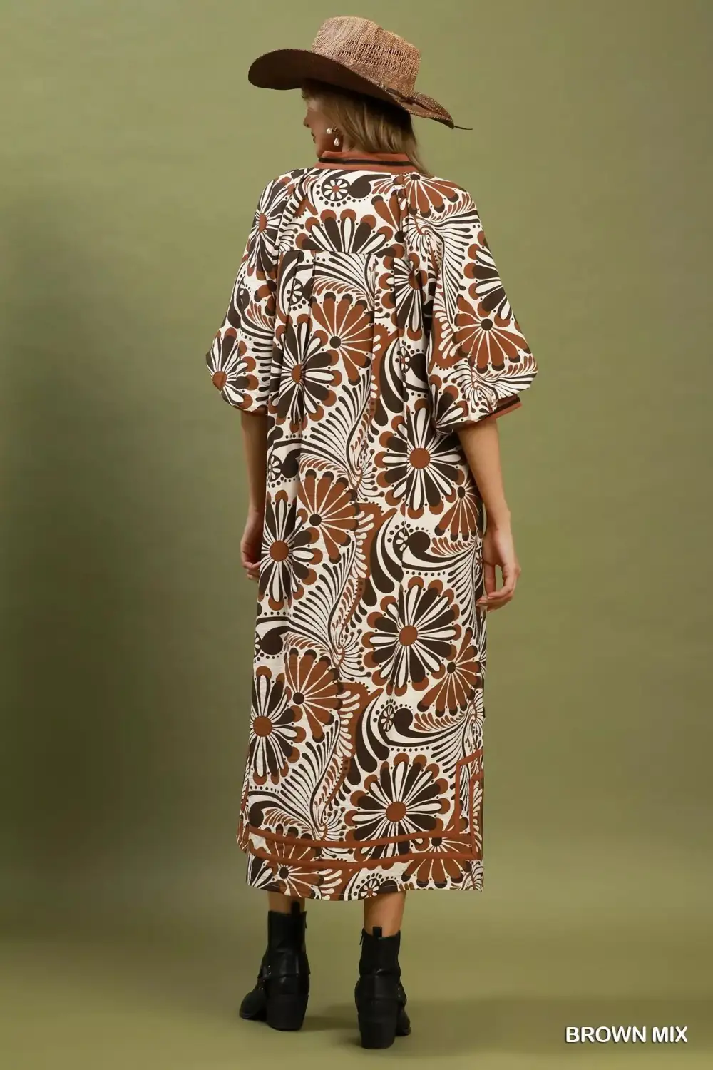 Everyday Abstract Print Pocketed Midi Dress