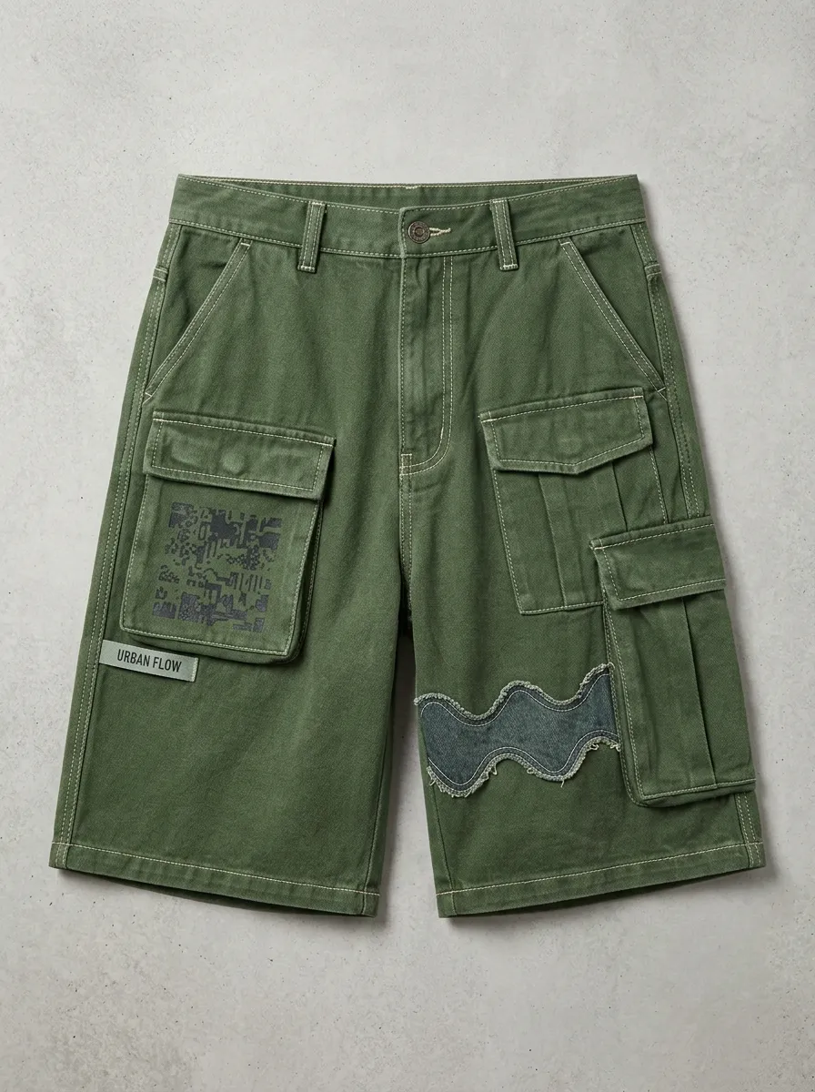Cargo Patchwork Graphic Men's Cargo Shorts