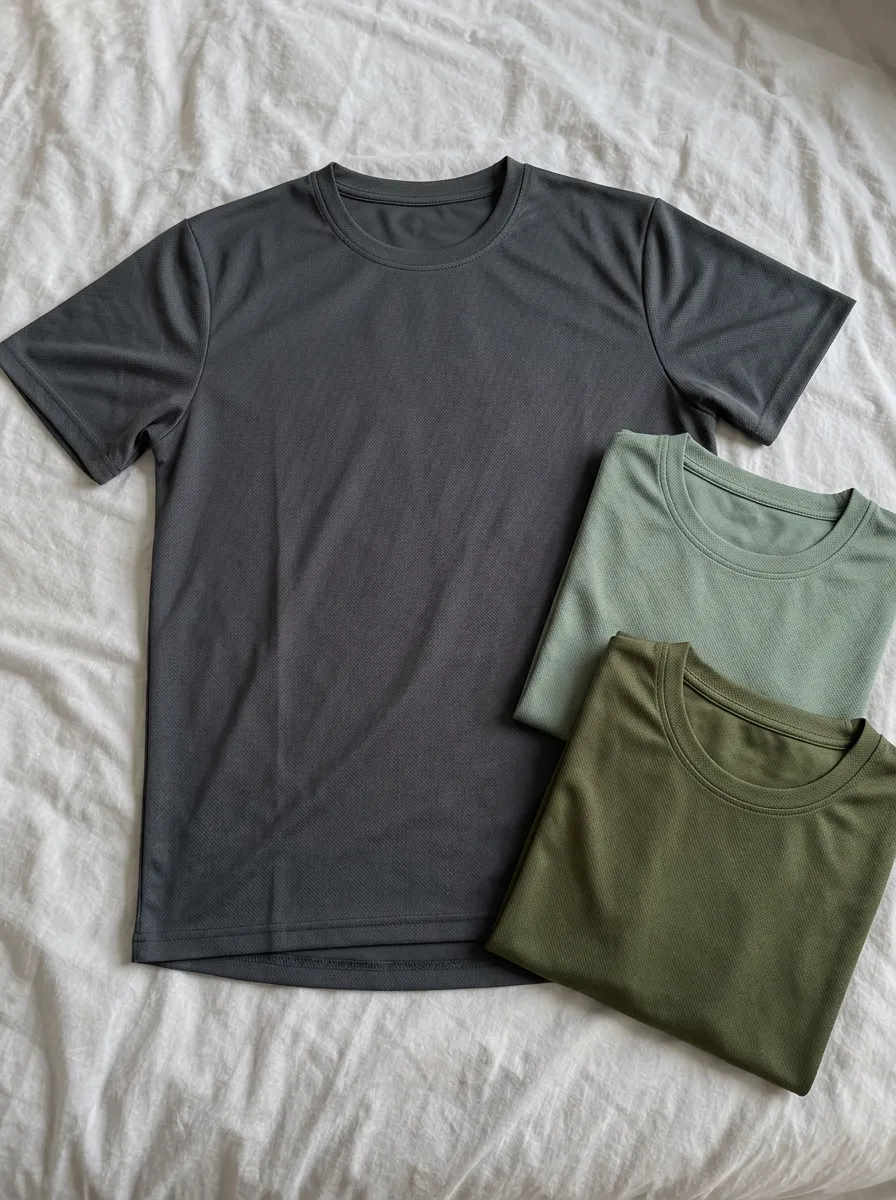 Men's Three-Pack Quick-Dry Ribbed-Collar T-Shirts