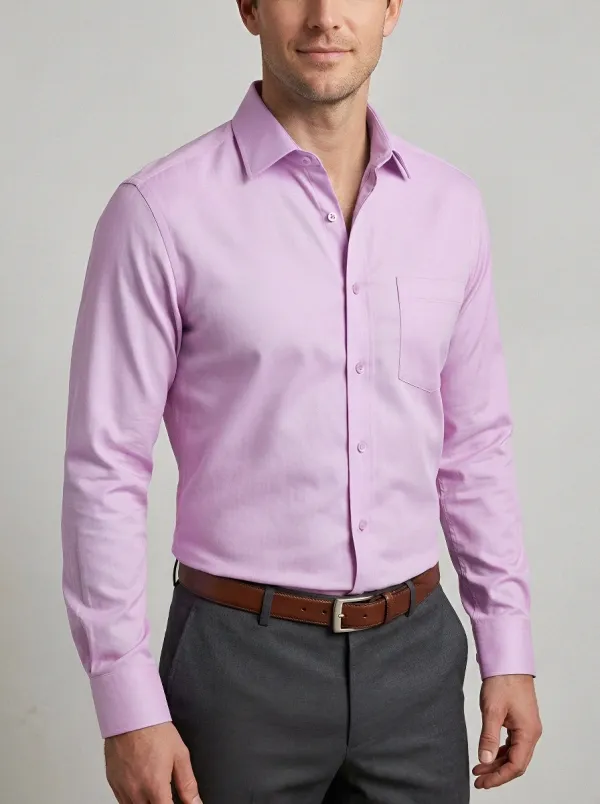 Men's Light Blue Point Collar Button-Down Shirt