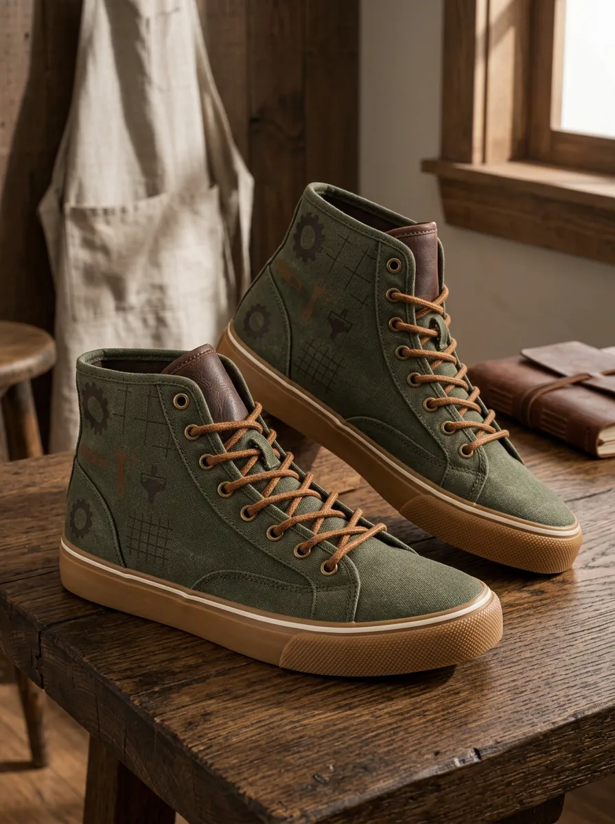 Men's Modern Mechanic Gear Pattern Patterned Canvas Shoes