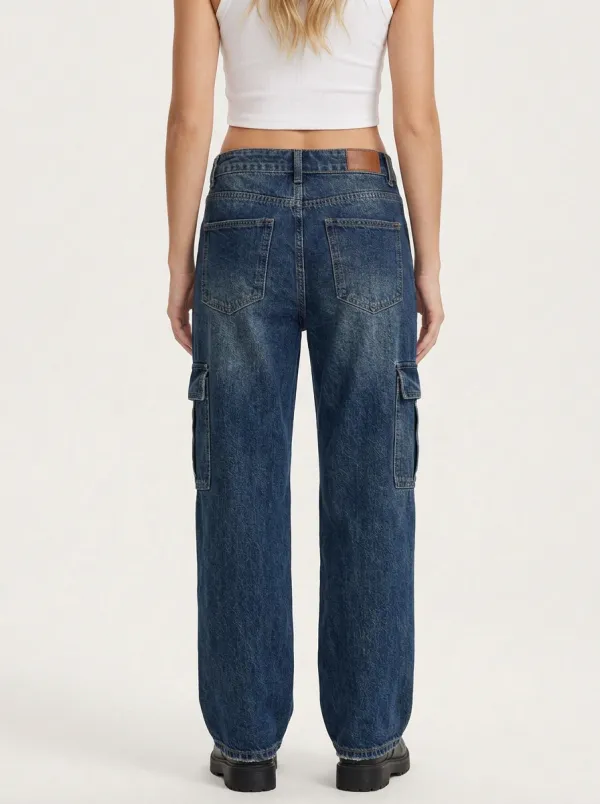 Women's Casual Streetwear High-Waisted Cargo Printed Jeans
