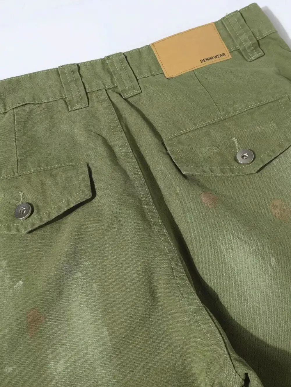 Men's Distressed Cargo Pants with Paint Splatter
