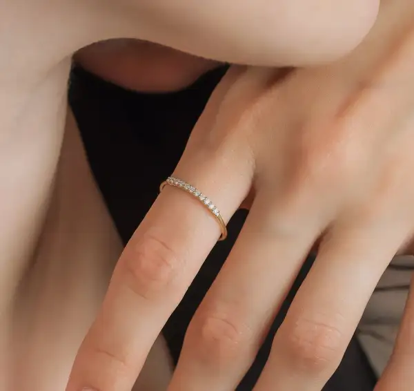 Solid Gold Minimalist Diamond Wedding Band