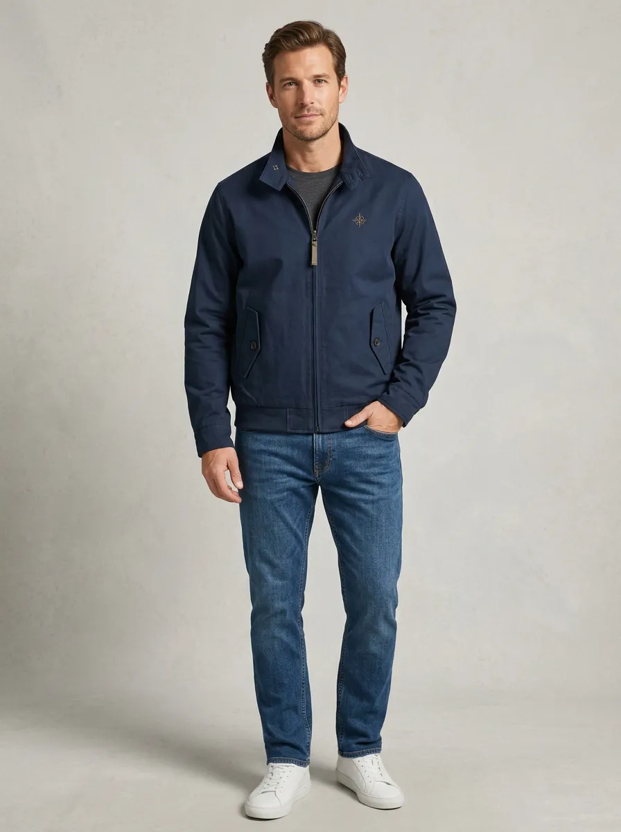 Men's Ridge Compass Logo Embroidered Zip-Up Jacket
