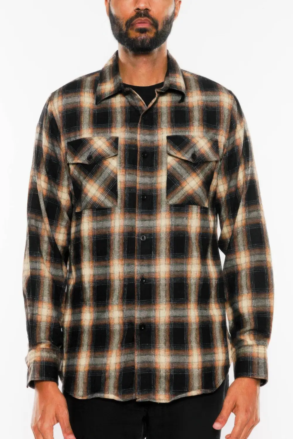 Full Plaid Checkered Flannel Long Sleeve Shirt