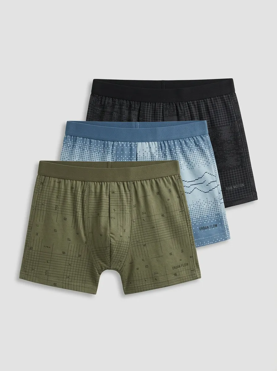 Grid Geometric Boxer Brief Set