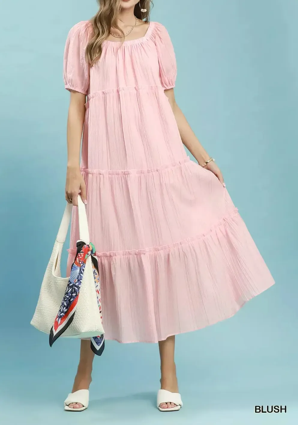 Tiered Textured Tiered Midi Dress