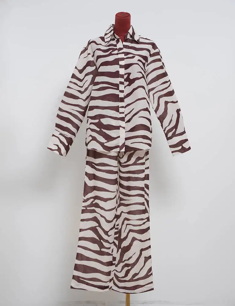 Zebra Print Elastic Waist Wide Leg Pants