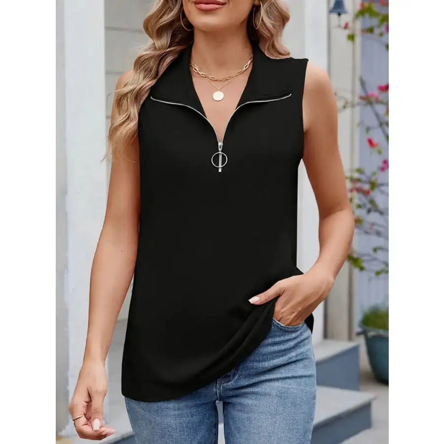 Quarter Zip Collared Tank