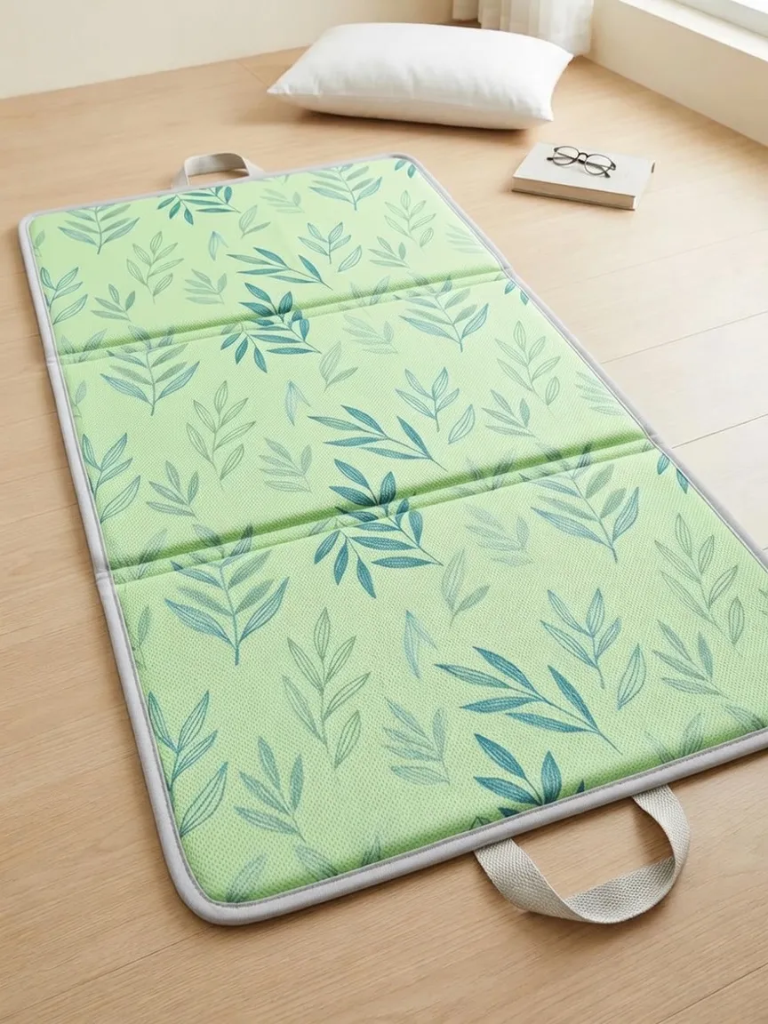 Botanical Nature Green Leaves Print Cooling Mat