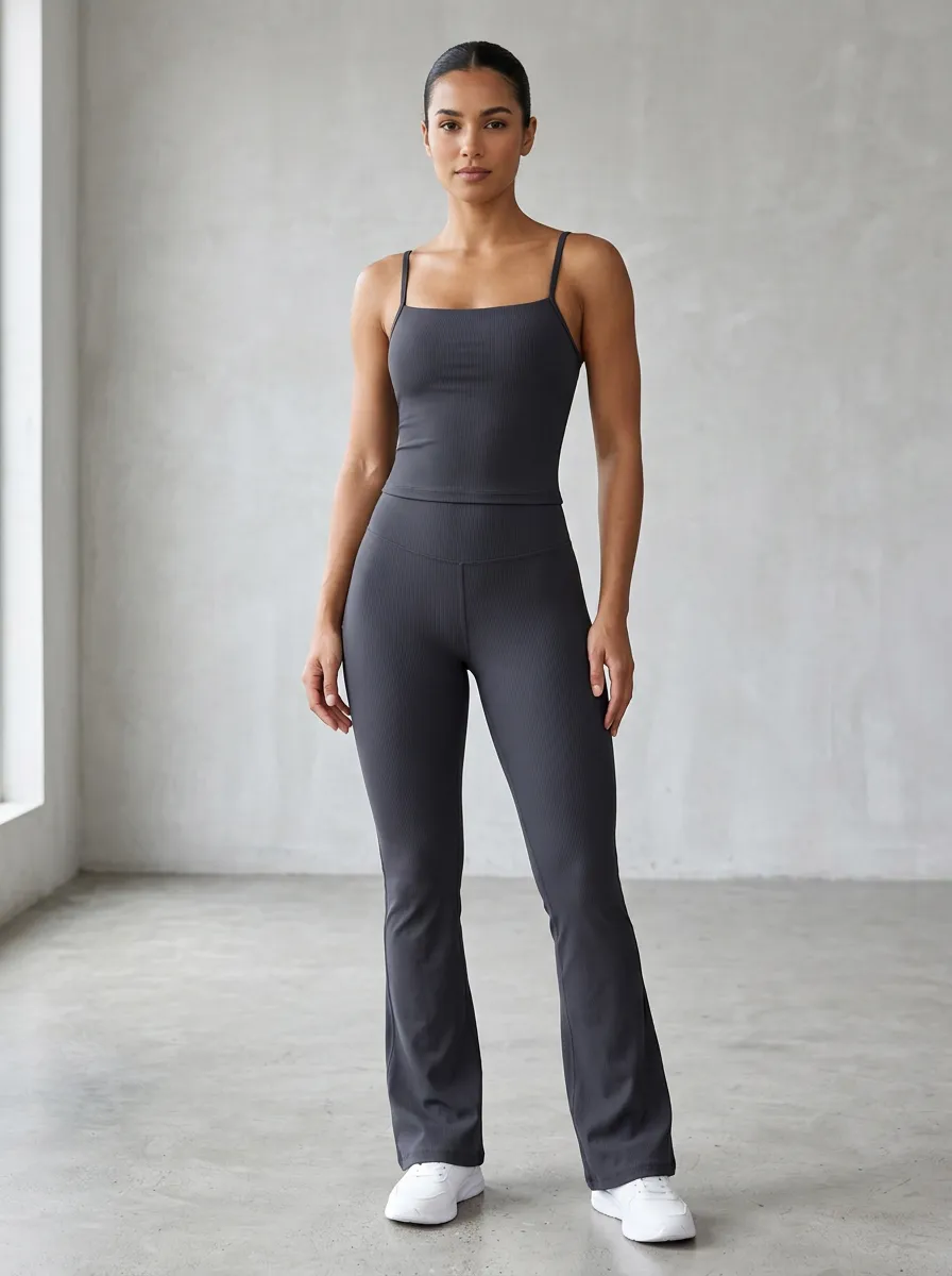Yoga-Inspired Movement-Look Women's Tank Top Flare Pants Active Set