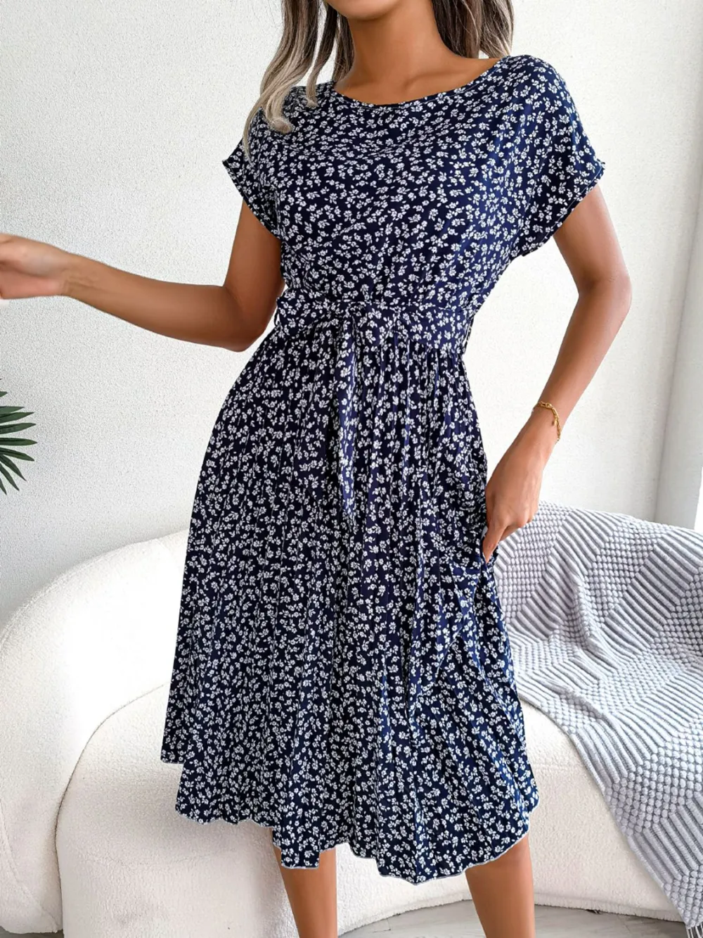 Soft Pleated Floral Dress