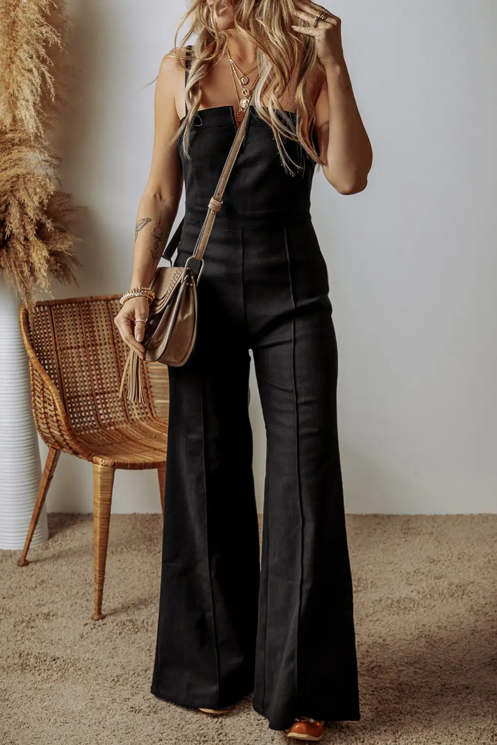 Sail Seamed Zipper Spaghetti Strap High Accessory